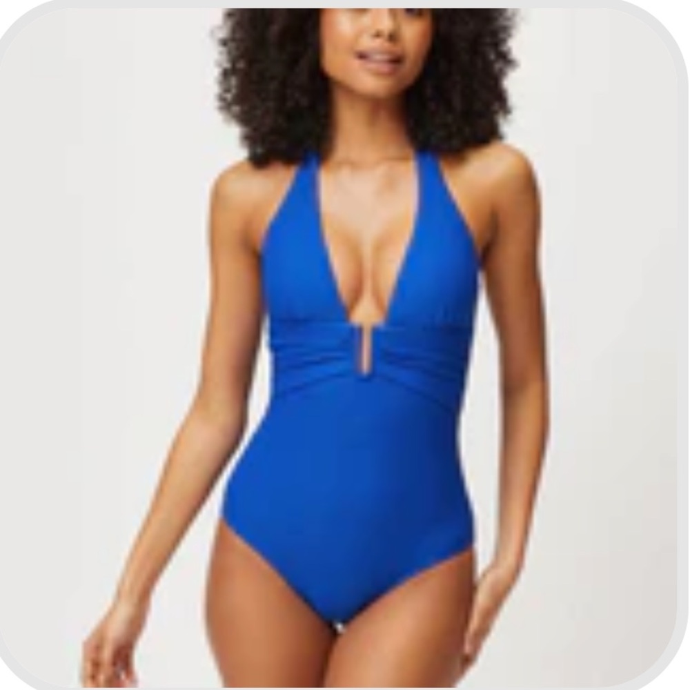 Heidi Klein electric blue Ubar halter neck swimsuit - L- NWT